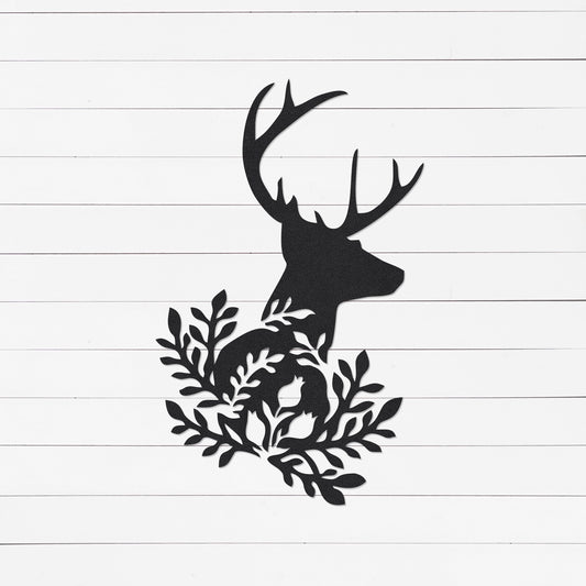 Deer Sign | Hunting Decor | Log Cabin Decor | Cottage Decor | Rustic Decor | Nature Decor | Outdoor Sign | Antler Wall Decor | Metal Sign
