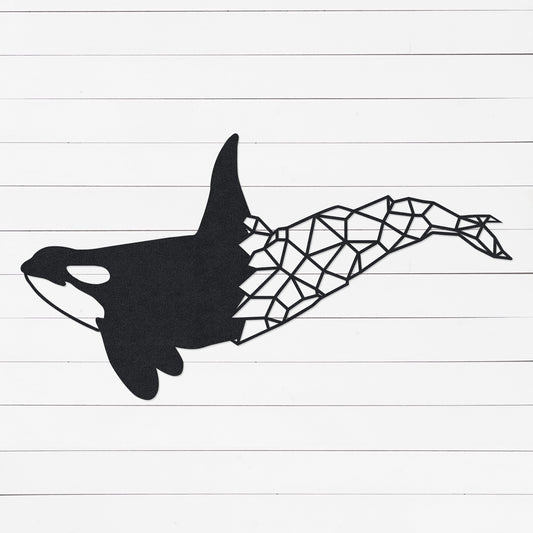 Geometric Orca Sign | Whale Decor | Orca Wall Art | Geometric Wall Art | Killer Whale Wall Art | Nursery Wall Art | Metal Sign