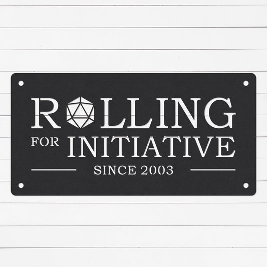 Personalized Roll For Initiative Sign | D20 Decor | D20 Home Decor | D20 Gifts | D20 Art | DnD Gift | Geek Gift | Nerd Gift | Metal Sign
