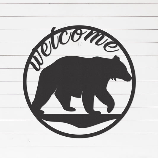 Bear Welcome Sign | Front Porch Decor | Home Decor | Rustic Wall Art | Farmhouse Decor | Wall Decor | Wall Art | House Decor | Metal Sign