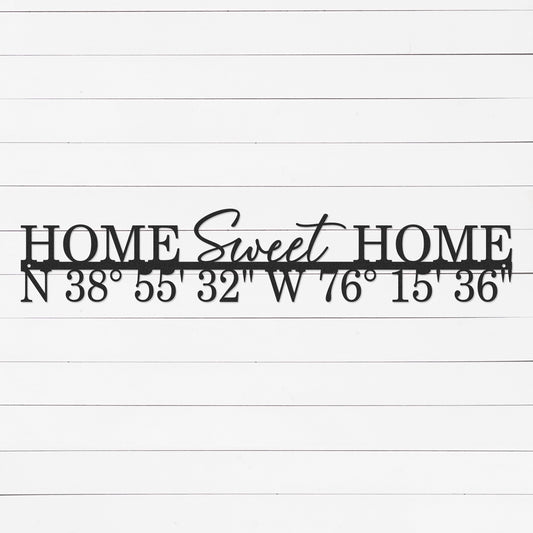 Latitude and Longitude Sign | Home Sweet Home Sign | Realtor Closing Gift | Housewarming Gift | New Home Gift | Metal Sign | Wall Art