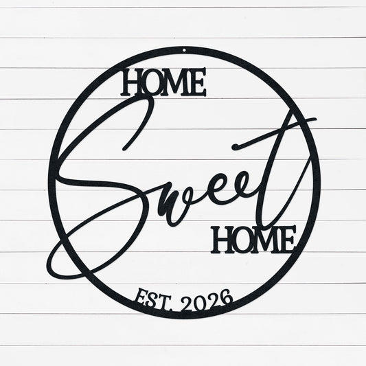 This Personalized Home Sweet Home Sign is made from durable metal, customized with the purchase year of your first home.  The perfect Realtor First Home Closing Gift For Buyers or housewarming.