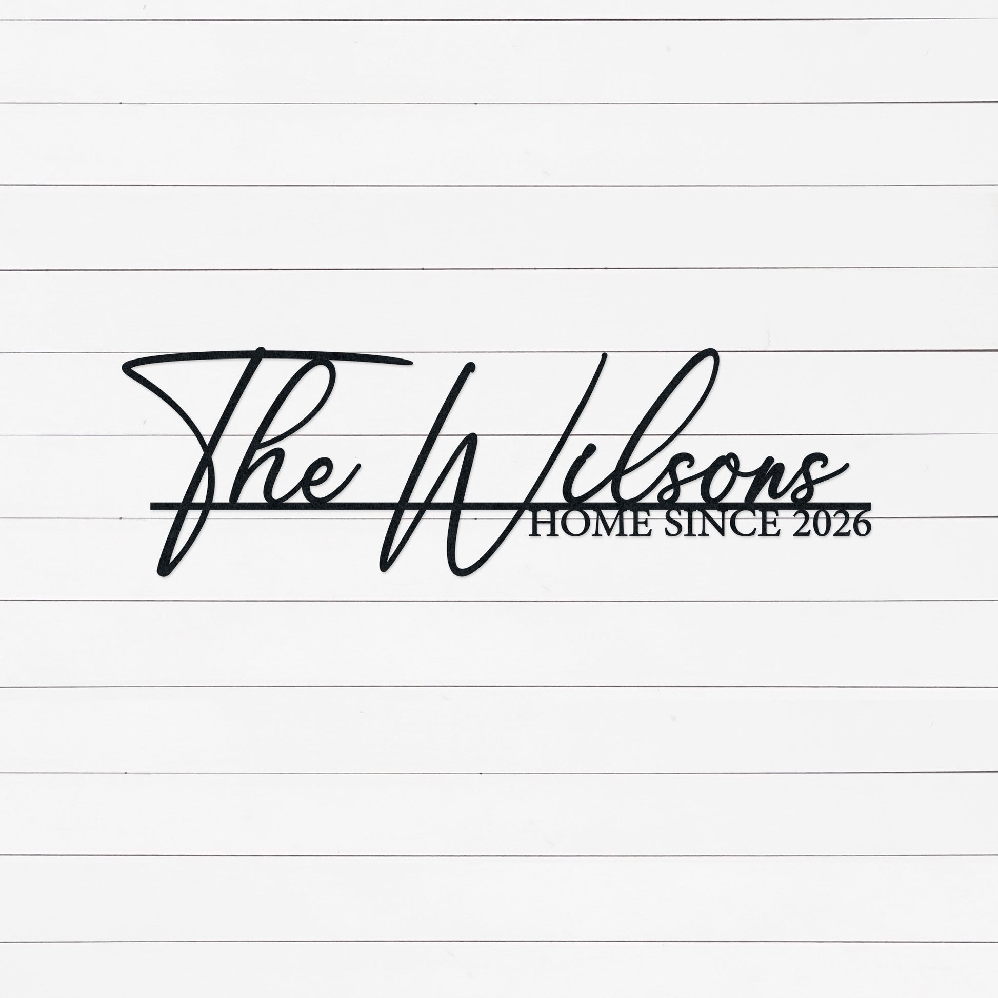 Personalized family name sign made from durable metal, customized with your last name and date of your first home. The perfect Realtor First Home Closing Gift For Buyers or housewarming.