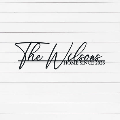 Personalized family name sign made from durable metal, customized with your last name and date of your first home. The perfect Realtor First Home Closing Gift For Buyers or housewarming.