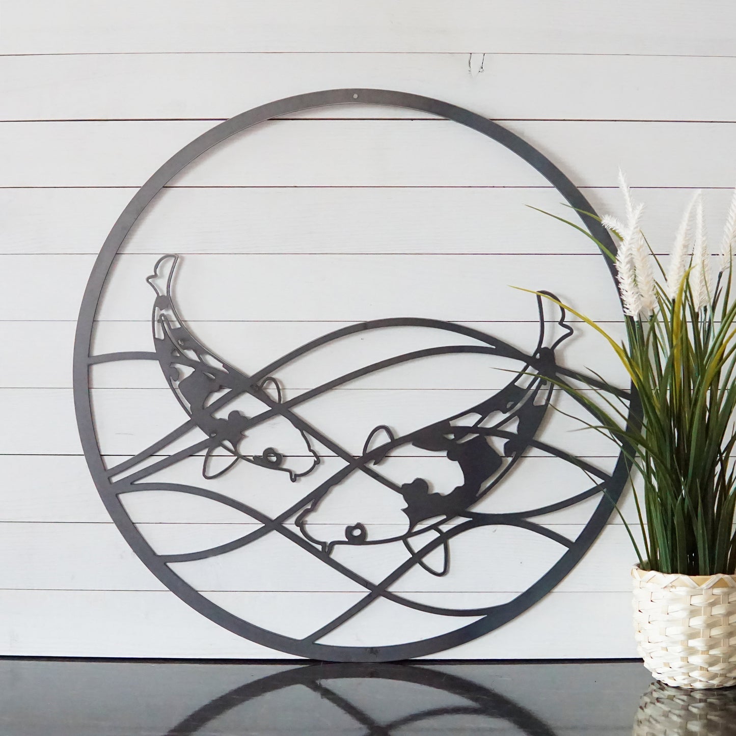 Koi Fish Sign | Yin Yang Sign | Pisces Sign | Yoga Room Decor | Gift For Yoga Lovers | Home Decor | Metal Wall Art | Metal Sign