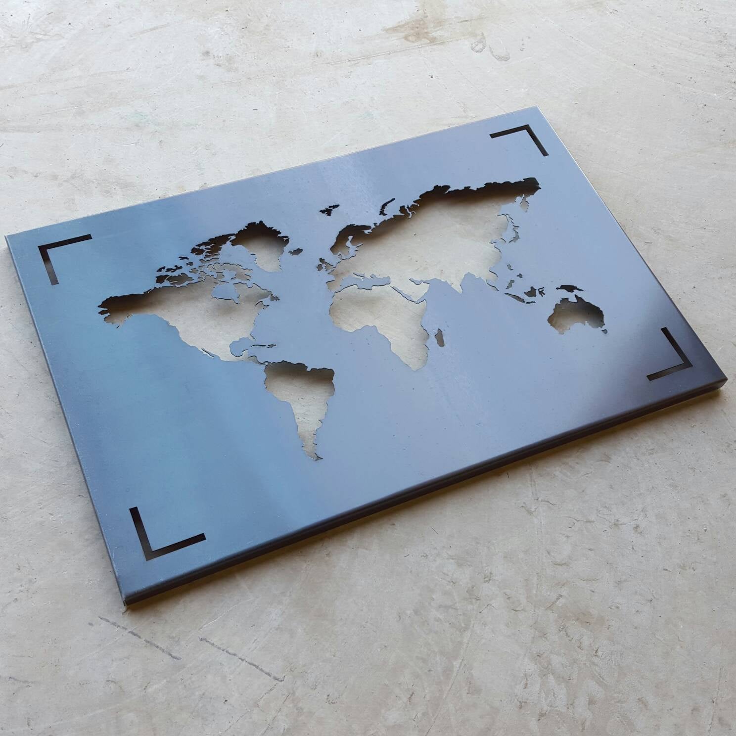 World Map Sign | World Map Wall Art | Atlas Sign | World Map Wall Decor | Gift For Travellers | Metal Sign
